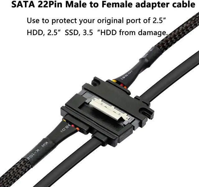 Alt view image 6 of 7 - Aomoproing 22Pin SATA Power Extension Cable,22 Pin7+15 Sata Male to Female Data and Power Combo Extension Cable with Locking Latch,for HDD,SSD,Optical Drives, DVD Burners, PCI Cards-50CM(6Gbps/s)