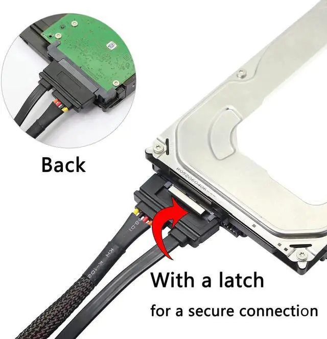 Alt view image 2 of 7 - Aomoproing 22Pin SATA Power Extension Cable,22 Pin7+15 Sata Male to Female Data and Power Combo Extension Cable with Locking Latch,for HDD,SSD,Optical Drives, DVD Burners, PCI Cards-50CM(6Gbps/s)