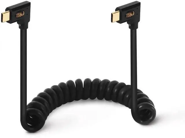 Main image of 3.9ft Max USB 4.0 Type C Coiled Cable, Bidirectional 40Gbps, 240W PD Charging, 8K@60Hz Video, Left Right to Left Right Male Spring Spiral Cord for Thunderbolt 4/3, Smartphone, Laptop, Monitor