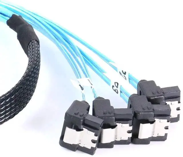 Alt view image 2 of 7 - Aomoproing SATA-III Cable:1M 4Pcs/Set Thin Right-Angle SATA Cable 90-Degree, Bundled Angled to Straight SAS 6Gbps Data Replacement for Server-Raid SDD HDD CD DVD Drives (3.3FT)