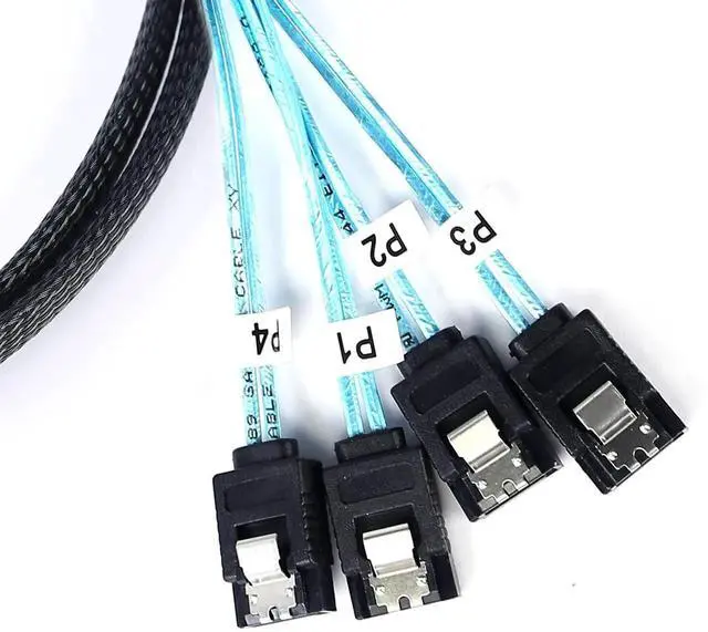 Alt view image 6 of 7 - Aomoproing SATA-III Cable:1M 4Pcs/Set Thin Right-Angle SATA Cable 90-Degree, Bundled Angled to Straight SAS 6Gbps Data Replacement for Server-Raid SDD HDD CD DVD Drives (3.3FT)