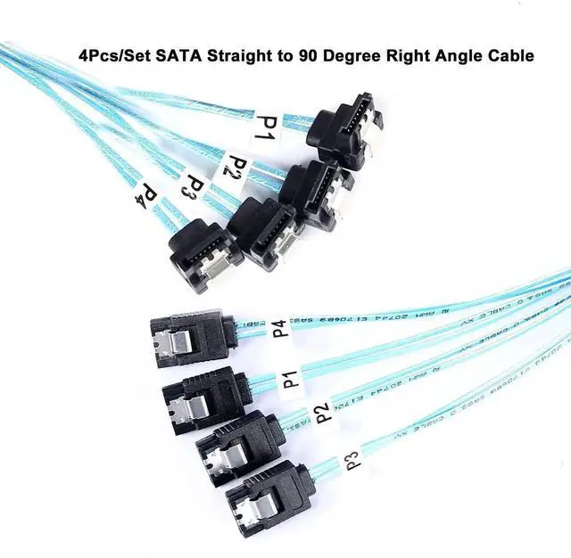 Alt view image 5 of 7 - Aomoproing SATA-III Cable:1M 4Pcs/Set Thin Right-Angle SATA Cable 90-Degree, Bundled Angled to Straight SAS 6Gbps Data Replacement for Server-Raid SDD HDD CD DVD Drives (3.3FT)
