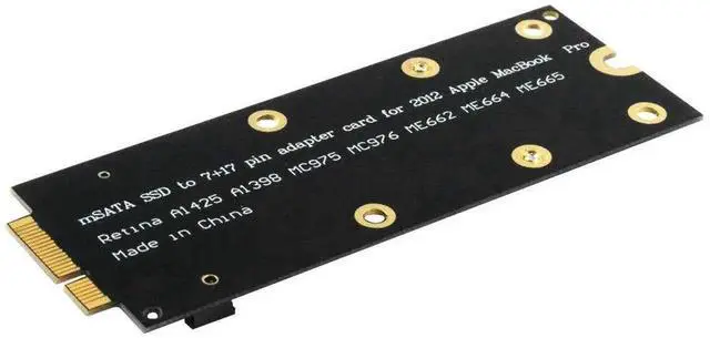 Alt view image 2 of 6 - Aomoproing 7+17 pin mSATA to A1398 A1425 (2012 & Early 2013) Adapter for MacBook Pro Retina SSD Replacement, Mini PCIe SATA SSD Converter Card
