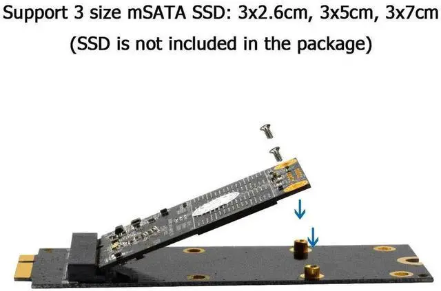 Alt view image 5 of 6 - Aomoproing 7+17 pin mSATA to A1398 A1425 (2012 & Early 2013) Adapter for MacBook Pro Retina SSD Replacement, Mini PCIe SATA SSD Converter Card
