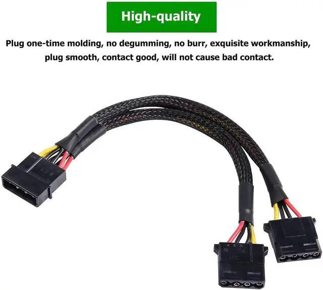Alt view image 7 of 7 - Aomoproing 4 Pin IDE Y Splitter Adapter Connecter Cable 4 Pin IDE Male to Dual Female Power Supply Extension Cable-23cm/9inch 2 pcs