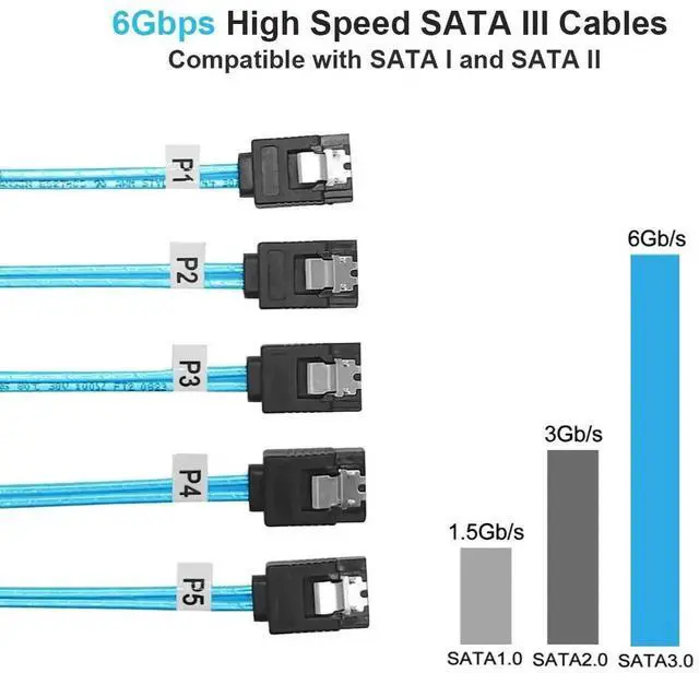 Alt view image 3 of 6 - Aomoproing 5Pack SATA III Cable:8 inch Short-SATA Cable Thin 0.2M, Straight Flexible 6Gb Data with Locking Latch for Hard Drive,SDD, HDD (0.6FT)