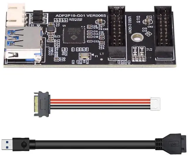 Main image of Aomoproing 5Gbps Single 19/20Pin Header to USB 3.0 19/20Pin Dual Ports Female PCBA Type 1 to 2 Adapter Splitter HUB