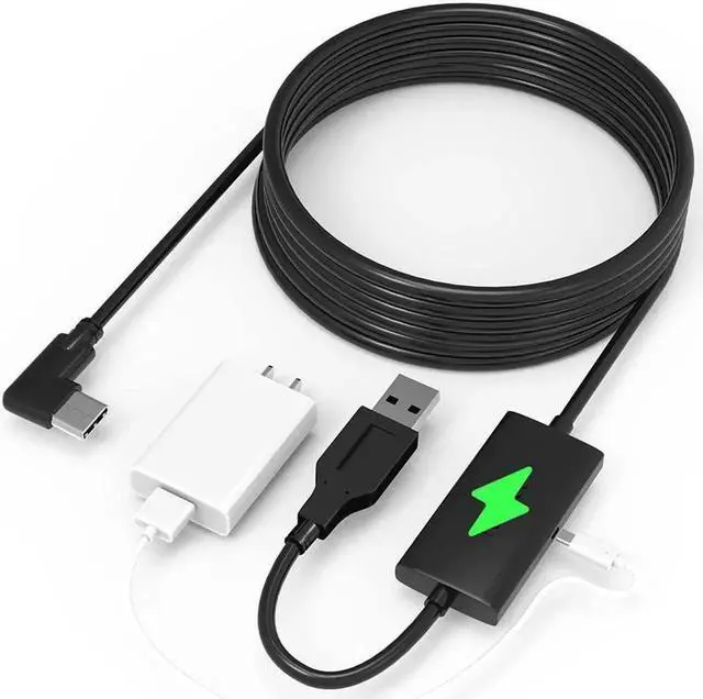 Main image of Aomoproing Design 16FT Link Cable for Oculus Quest 2, with Separate Charging Port for Ultra-Durable Power, USB 3.0 Type A to C Cable for VR Headset Accessories and Gaming PC black