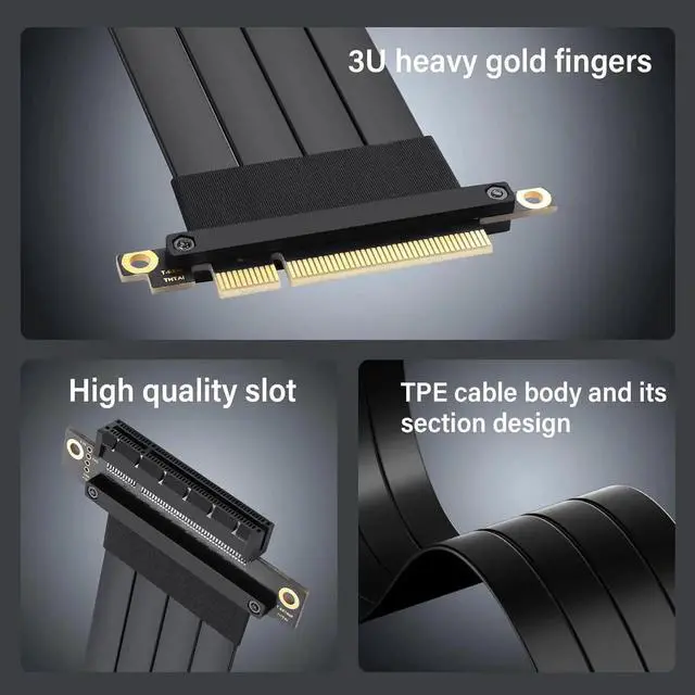 Alt view image 3 of 7 - Aomoproing PCIe 3.0 X8 Extension Cable PCI-E 8X Male to Female Riser Cable 25CM (180 Degree M/F)