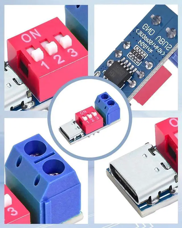 Alt view image 3 of 7 - Aomoproing USB-C PD Trigger Module, PD/QC Fast Charge Decoy Board, USB Type-C to 5V/9V/12V/20V High-Speed Charging Power Delivery Boost Converter (6PCS)