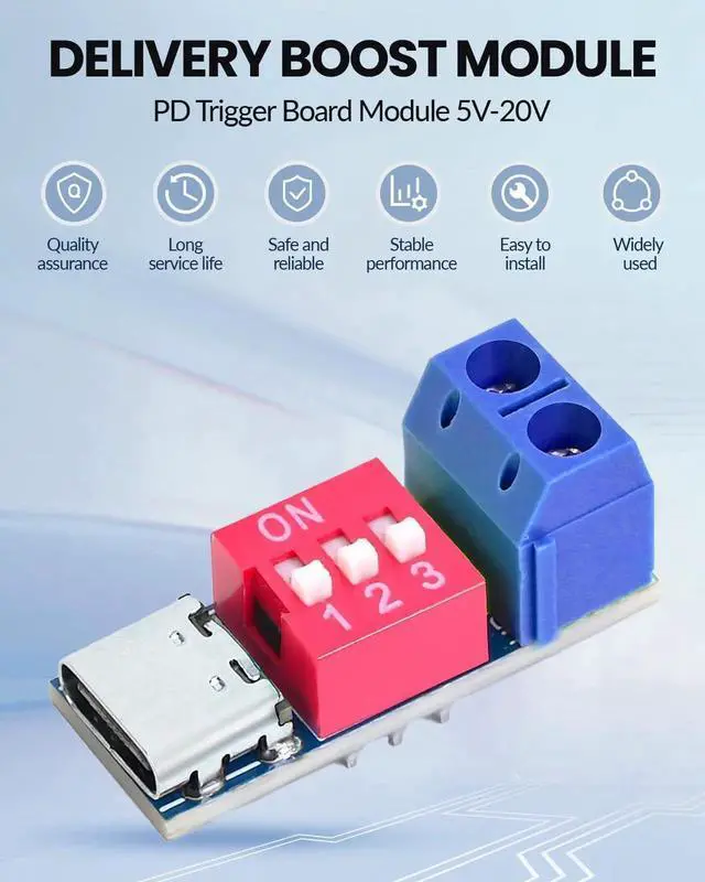 Alt view image 2 of 7 - Aomoproing USB-C PD Trigger Module, PD/QC Fast Charge Decoy Board, USB Type-C to 5V/9V/12V/20V High-Speed Charging Power Delivery Boost Converter (6PCS)