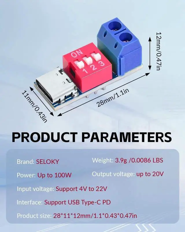 Alt view image 4 of 7 - Aomoproing USB-C PD Trigger Module, PD/QC Fast Charge Decoy Board, USB Type-C to 5V/9V/12V/20V High-Speed Charging Power Delivery Boost Converter (6PCS)
