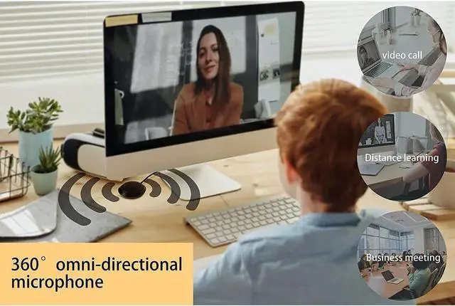 Alt view image 2 of 6 - Aomoproing Conference Microphone USB, Omnidirectional Condenser Boundary Microphone USB Plug Stereo Desktop Mic Surface Mounted Mic for Teleconferencing Laptop Computer Desktop - Black