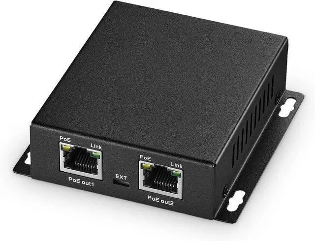 Main image of AomoproingGigabit PoE Extender Passthrough Switch, 1 PoE in 2 PoE Out, IEEE802.3af/at/bt PoE Powered Max 60W, Hi-PoE 90W, 10/100/1000Mbps, Metal Small Wall Mount PoE Extender/Injector/Network Extender