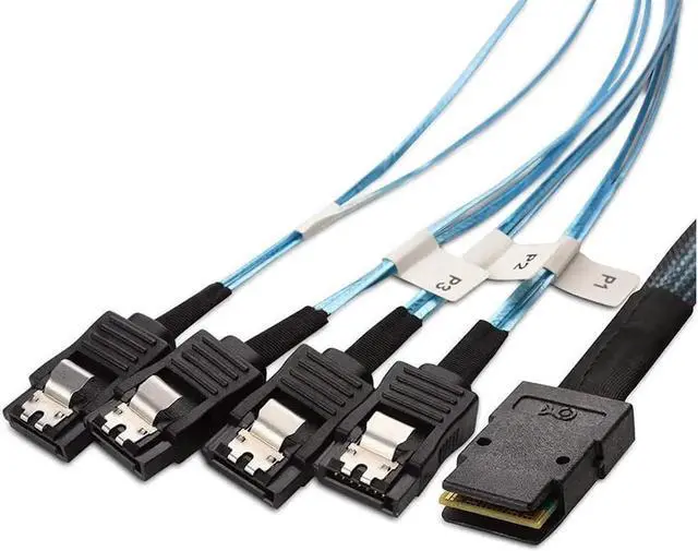 Alt view image 6 of 7 - Aomoproing Internal Mini SAS to SATA Cable (SFF-8087 to SATA Forward Breakout)3.3 Feet