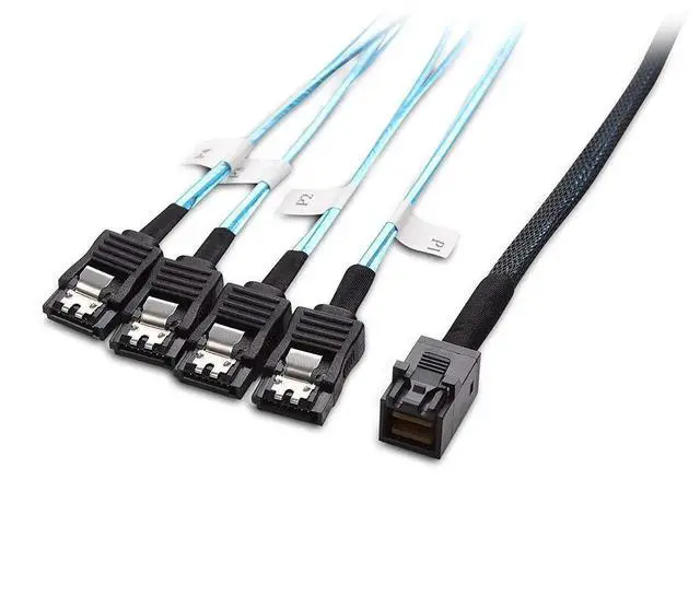 Alt view image 3 of 5 - Aomoproing Internal HD Mini SAS to SATA (SFF-8643 to 4x SATA) Reverse Breakout Cable 3.3 Feet/1mParent