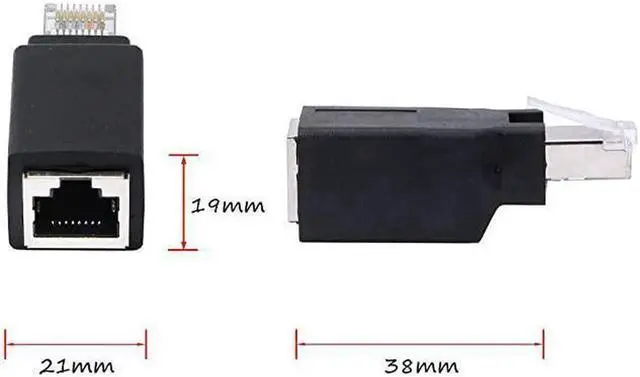 Alt view image 5 of 7 - Aomoproing RJ45 Ethernet LAN Male to Female Cat5 / Cat5e / Cat6 Crossover Adapter(2-Pack),Black (Straight)