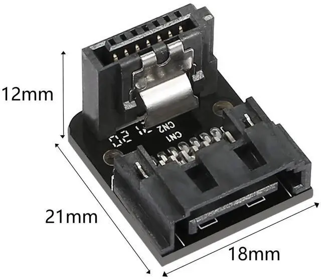 Alt view image 6 of 6 - Aomoproing Right Angle SATA 7Pin Female to 7pin Male Adapter,90 Degree SATA 7pin Converter Mainboard Motherboard for Desktops SSD HDD (Black - 2 Up) 2 PCS