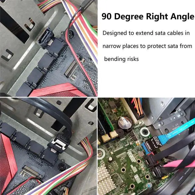 Alt view image 4 of 6 - Aomoproing Right Angle SATA 7Pin Female to 7pin Male Adapter,90 Degree SATA 7pin Converter Mainboard Motherboard for Desktops SSD HDD (Black - 2 Up) 2 PCS