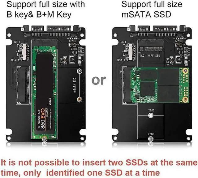 Alt view image 3 of 7 - AomoproingM.2 NGFF or mSATA to USB 3.0 Adapter 2-in-1 NGFF or mSATA Converter Reader Card with SATA Cable Converter as Portable Flash Drive External 2.5 inch Hard Drive,Support SATA NGFF B/B+M Key SSD