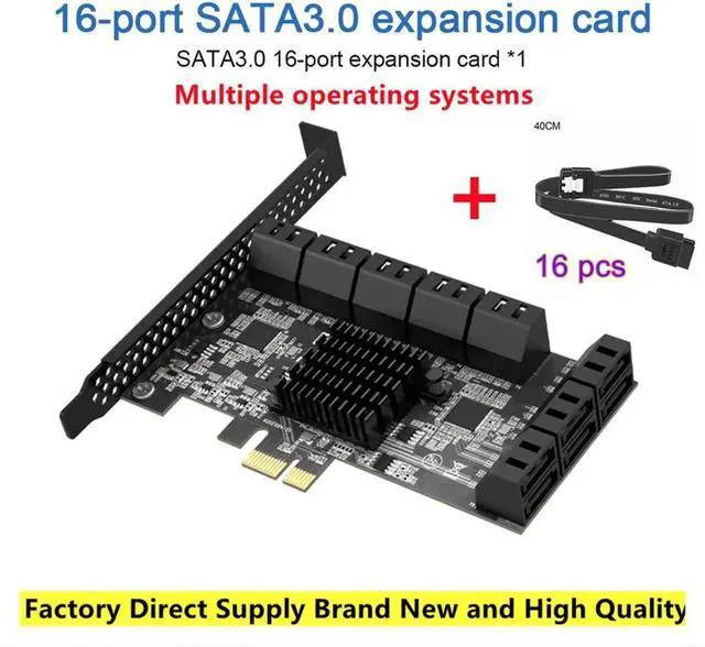 Alt view image 4 of 7 - Aomoproing PCIE SATA Expansion Card PCIE 1X to 16-Port SATA3.0 6Gbps SATA III Multi-Port Hard Disk Adapter Riser Card for PC Computer