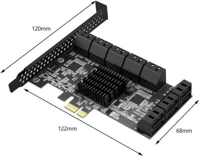 Alt view image 7 of 7 - Aomoproing PCIE SATA Expansion Card PCIE 1X to 16-Port SATA3.0 6Gbps SATA III Multi-Port Hard Disk Adapter Riser Card for PC Computer