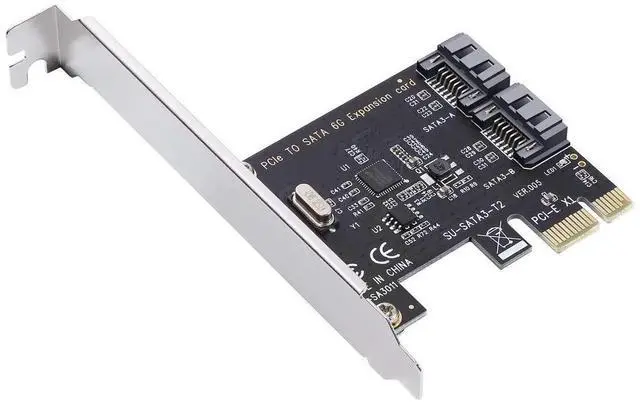 Alt view image 3 of 7 - Aomoproing PCI Express 3.0 (2-Port) Controller Card, PCIe to SATA III 6Gb/s Converter, Supports SSD and HDD, Includes Bracket and 2 SATA Cables