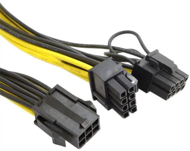 Alt view image 6 of 7 - Aomoproing ATX 6Pin Male to Dual 8Pin & 6Pin Female PCI-E PCI Express Video Graphics Card Extension Splitter Power Cable