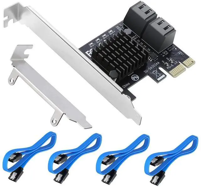 Main image of Aomoproing PCIe SATA Card 4 Port,PCI Express to SATA 3.0 Ports Expansion Controller Boot as System Disk for Desktop PC Support SSD and HDD with Low Profile Bracket and 4 SATA Cable