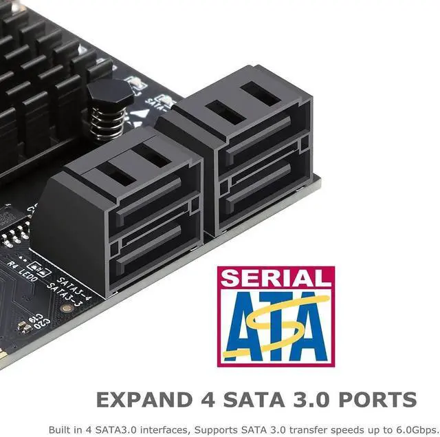 Alt view image 5 of 7 - Aomoproing PCIe SATA Card 4 Port,PCI Express to SATA 3.0 Ports Expansion Controller Boot as System Disk for Desktop PC Support SSD and HDD with Low Profile Bracket and 4 SATA Cable