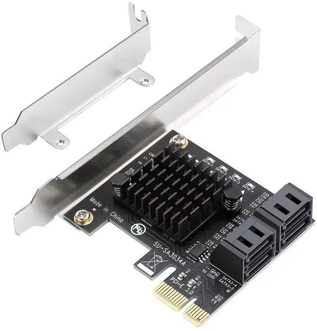 Alt view image 2 of 7 - Aomoproing PCIe SATA Card 4 Port,PCI Express to SATA 3.0 Ports Expansion Controller Boot as System Disk for Desktop PC Support SSD and HDD with Low Profile Bracket and 4 SATA Cable