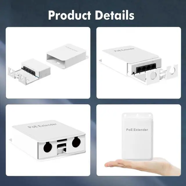 Alt view image 2 of 7 - Aomoproing Outdoor PoE Passthrough Switch - 1 In 3 Out Extender, IEEE802.3af/at Powered, 100Mbps Ethernet, Wall Mount Waterproof Plug and Play