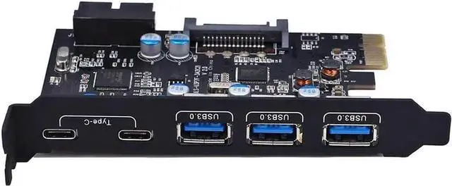 Alt view image 7 of 7 - Aomoproing PCI-E to Type C (2),Type A (3) USB 3.0 5-Port PCI Express Expansion Card Expanding 2 USB 3.0 Ports with Internal 19-Pin Connector for Window 7/8/10/XP/Vista