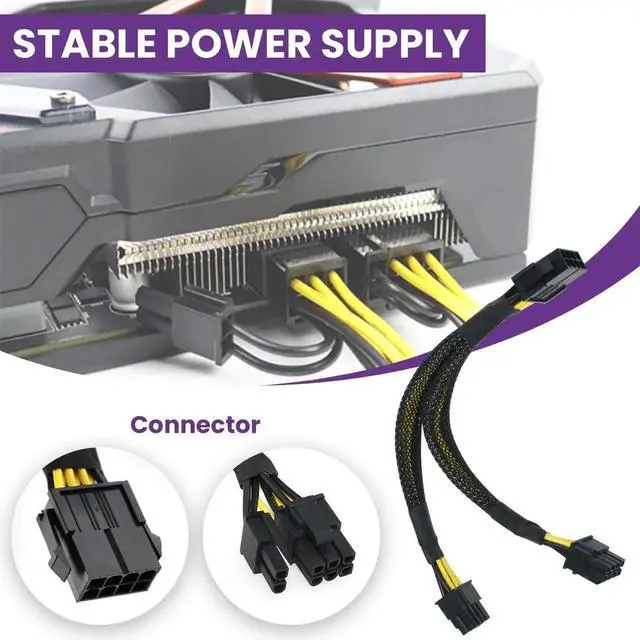 Alt view image 5 of 7 - Aomoproing 8 Pin PCIe Splitter Cable, 2-Pack PCIe 8 Pin Female to Dual 2X 8 Pin (6+2) Male Power Adapter, 8-inch Braided Y-Splitter Power Extension Cable for GPU Graphics Card