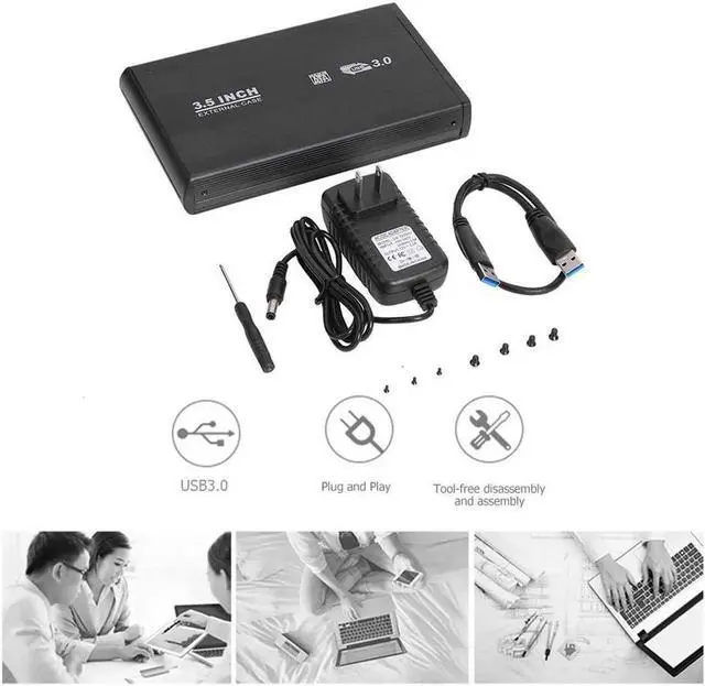 Alt view image 3 of 6 - Aomoproing 3.5 inch USB 3.0 To SATA Port Portable 5-Gbps External SSD Hard Drive Enclosure Compatible Operating System For Windows 98/SE(black )