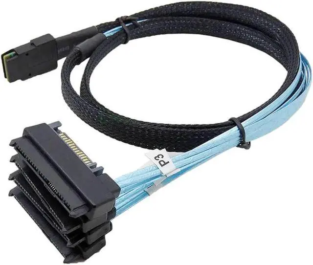 Alt view image 2 of 7 - Aomoproing 100CM Mini SAS Cable SFF 8087 36pin to SFF 8482 Hard Disk and Power x4 SAS