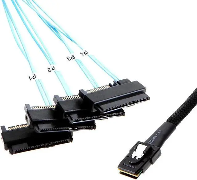 Alt view image 7 of 7 - Aomoproing 100CM Mini SAS Cable SFF 8087 36pin to SFF 8482 Hard Disk and Power x4 SAS