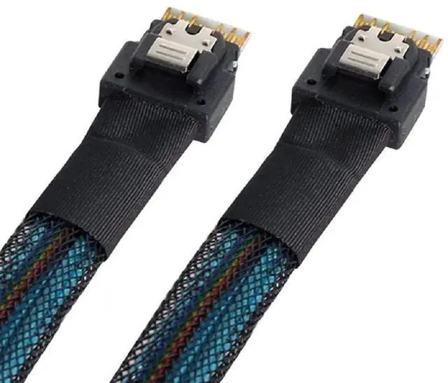 Alt view image 6 of 7 - Aomoproing PCI-E Slimline SAS 4.0 SFF-8654 4i 38pin Host to SFF-8654 Slim SAS Target Cable 50cm