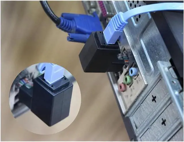 Alt view image 3 of 6 - Aomoproing 90 Degree RJ45 Ethernet LAN Male to Female Cat5 / Cat5e / Cat6 Extender Adapter(2-Pack) Black,(Up Angle)