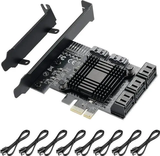 Main image of Aomoproing PCIE 1X SATA Card 8 Ports,with 8 SATA Cables and Low Profile Bracket,PCIE to SATA 3.0 6 Gbps Controller,PCIE to SATA Expansion Card,SATA Controller,SATA PCIE Card,ASM1064+JMB575 Chips