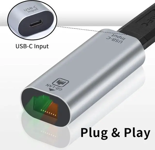 Alt view image 5 of 6 - Aomoproing USB C to RJ45 Ethernet Adapter Gigabit, RJ45 Female to USB C Female Adapter, Up to 1000/100/10Mbps Ethernet LAN Network Adapter Compatible for iPad, MacBook Pro, 1Pack