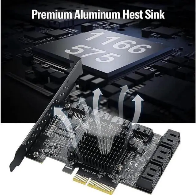 Alt view image 3 of 3 - Aomoproing PCIE 4X SATA Card 10 Ports,6 Gbps SATA 3.0 Controller PCIe Expansion Card,Non-Raid,Support 10 SATA 3.0 Devices