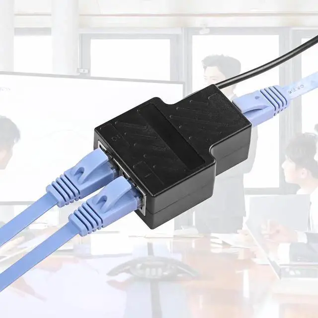 Alt view image 3 of 6 - Aomoproing RJ45 Splitter Adapter Ethernet Cable, RJ45 1 to 2 Network Adapter with USB Power Cable, RJ45 Powerline Network Adapter, for Router TV Box Camera PC Lapop
