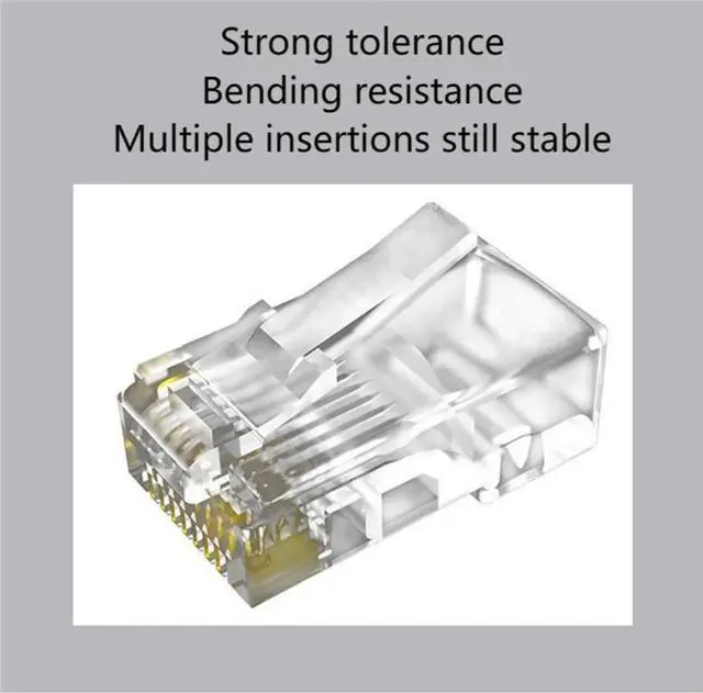 Alt view image 4 of 7 - Aomoproing RJ45 Cat 6 Non-Pass Through Network Plug Connector 8P8C Cat 6/6E RJ45 Gold Plated Ends for Stranded UTP Solid Network Cable 20 PCS