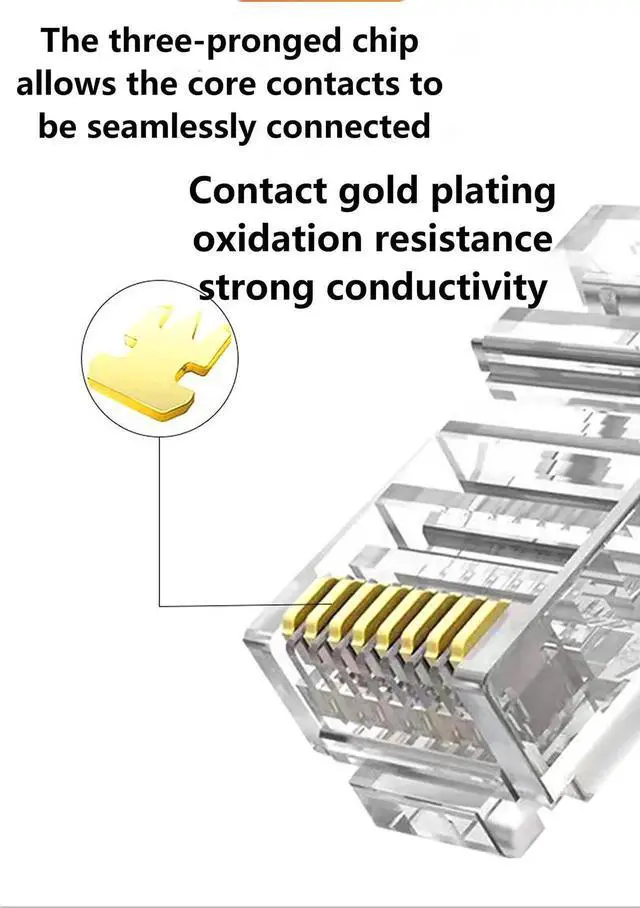 Alt view image 7 of 7 - Aomoproing RJ45 Cat 6 Non-Pass Through Network Plug Connector 8P8C Cat 6/6E RJ45 Gold Plated Ends for Stranded UTP Solid Network Cable 20 PCS