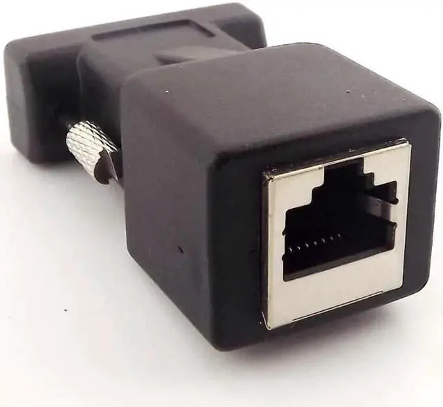 Alt view image 2 of 4 - Aomoproing 1pcs DB9 RS232 Male to RJ45 Female Extender Connector CAT5 5e Network Cable Adapter