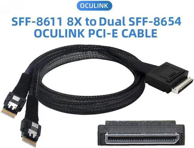 Main image of Aomoproing To Dual SFF-8654 Slimline 4x SSD Data Active Cable 50cm OCuLink PCIe PCI-Express SFF-8611 8x 8-Lane