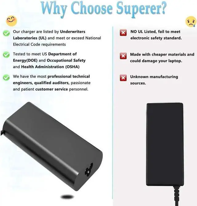Alt view image 3 of 4 - Aomoproing 90W-USB-C-Power-Adapter-AC-Charger Fit for HP 904144-850 TPN-DA08 904082-003 ADP-90FE L45440-003 Laptop Power Cord Supply