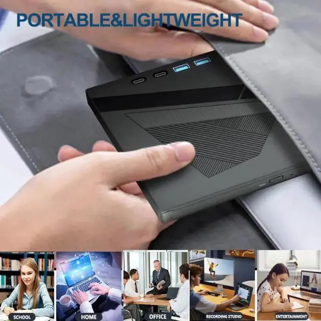 Alt view image 7 of 7 - 7-in-1 External CD/DVD Drive for Laptop, USB 3.0 and Type-C Portable DVD Player CD/DVD +/-RW Burner,Reader Rewriter Writer Disk Duplicator Compatible with Windows XP/7/8/10, Linux MacOS