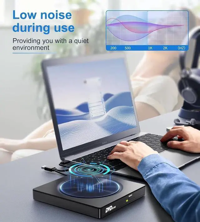 Alt view image 3 of 7 - External CD/DVD Drive for Laptop, [7 in 1] DVD Player USB 3.0 Portable DVD Reader Writer ROM Drive, CD Burner External Disk Drive Compatible with Laptop Desktop,Windows 11/10/8/7 Linux MacOS